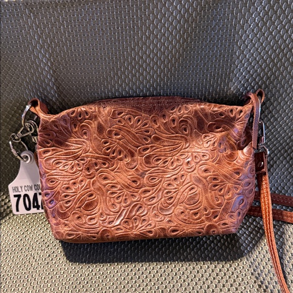 Holy Cow Couture Handbags - Holy Cow Couture Embossed Brown Shoulder Bag